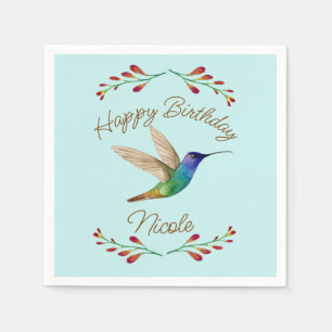 Grattis på födelsedagen Hummingbird Pappersservett