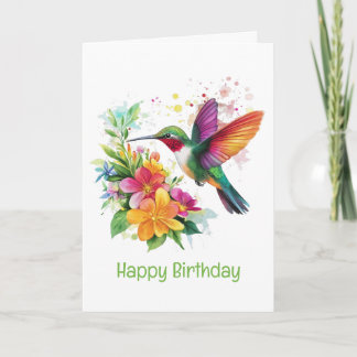 Grattis på födelsedagen Hummingbird Tropical Flowe Kort