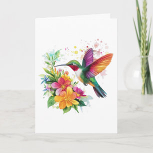 Grattis på födelsedagen Hummingbird Tropical Flowe Kort