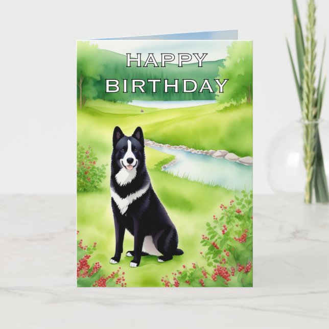 Grattis på födelsedagen Hund (akvarell) Kort (Framsida)