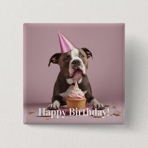 Grattis på födelsedagen! Hund Knapp