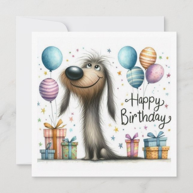 Grattis på födelsedagen hund kort (Framsida)