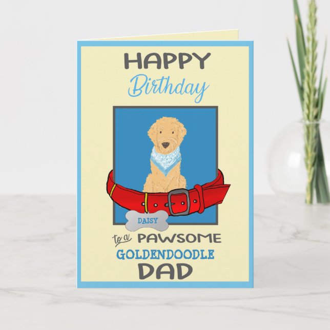 Grattis på födelsedagen Hund pappa från Goldendood Kort (Framsida)