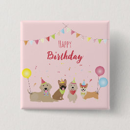 Grattis på födelsedagen Hund Party Knapp
