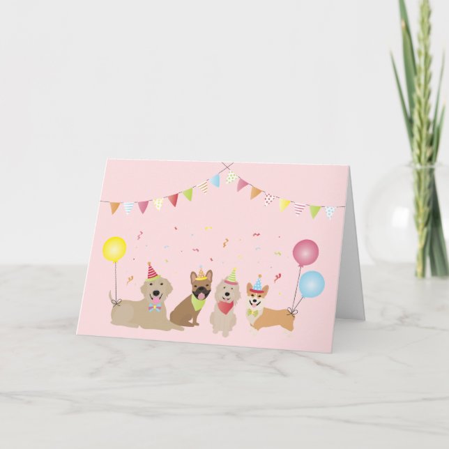 Grattis på födelsedagen Hund Party Kort (Framsida)