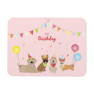 Grattis på födelsedagen Hund Party Magnet