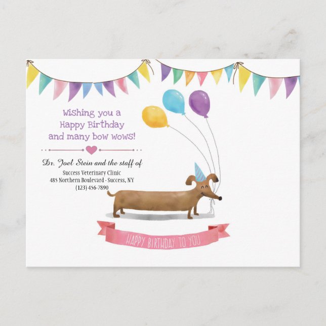 Grattis på födelsedagen Hund Postkort Vykort (Framsida)