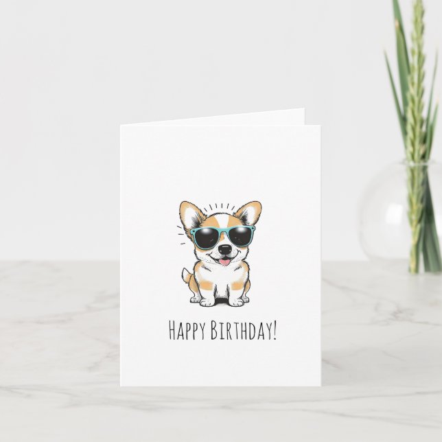 'Grattis på födelsedagen' Husdjursälskare Corgi Hu Kort (Framsida)