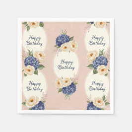 Grattis på födelsedagen, Hydrangeas och Peonies Pappersservett