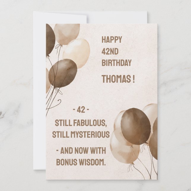 Grattis på födelsedagen i Brown med bruna ballonge Inbjudningar (Framsida)