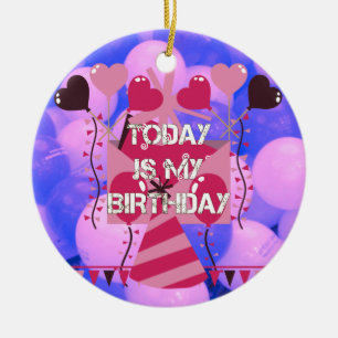 Grattis på födelsedagen i dag är min födelsedagsbl julgransprydnad keramik