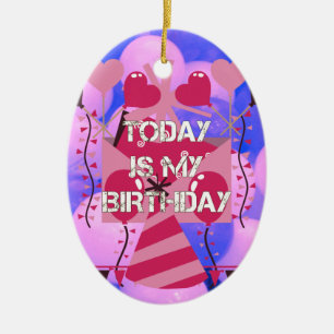 Grattis på födelsedagen i dag är min födelsedagsbl julgransprydnad keramik