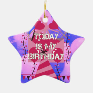 Grattis på födelsedagen i dag är min födelsedagsbl julgransprydnad keramik