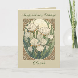Grattis på födelsedagen i februari Iris Blommor Ar Kort