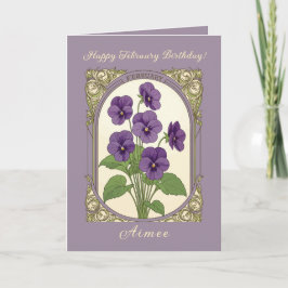 Grattis på födelsedagen i februari Viola Blommor Kort