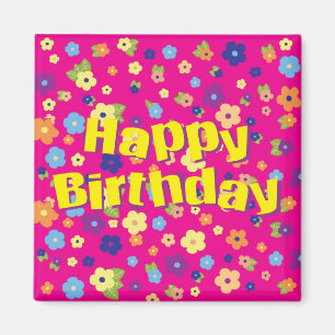 Grattis på födelsedagen i Flowers Magnet