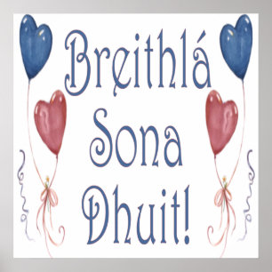 Grattis på födelsedagen! i irländsk Gaelic Poster