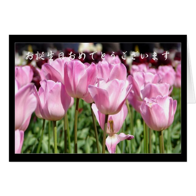 Grattis på födelsedagen i japanskt språk hälsningskort (Framsidan Horizontal)