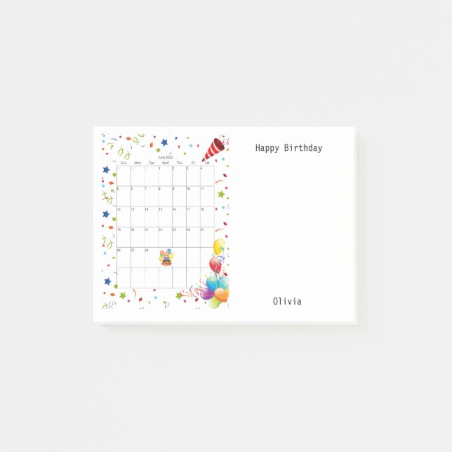 Grattis på födelsedagen i juni 2022 post-it block (Framsida)