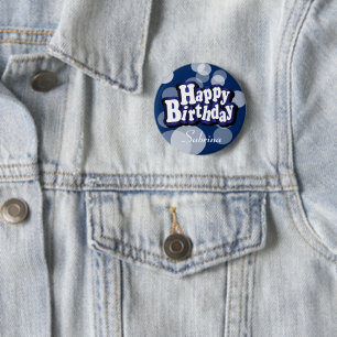 Grattis på födelsedagen i Mörk blått Bokeh Knapp