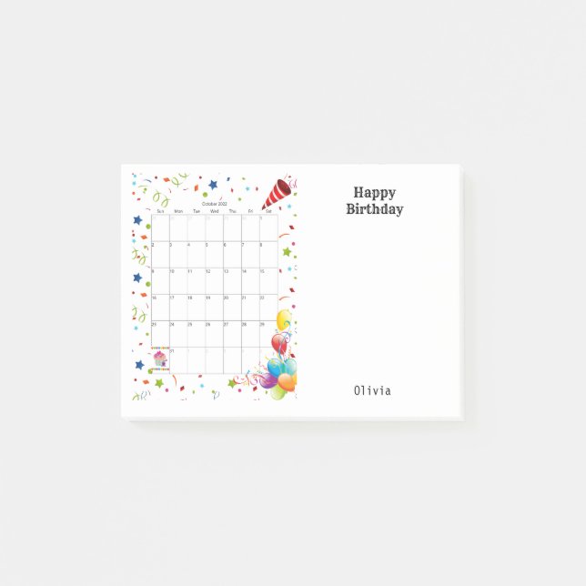 Grattis på födelsedagen i oktober 2022 post-it block (Framsida)