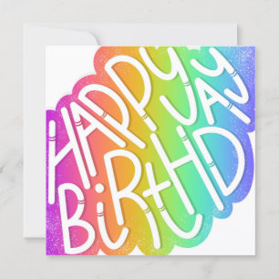 Grattis på födelsedagen i Rainbow Quirky Font Kort