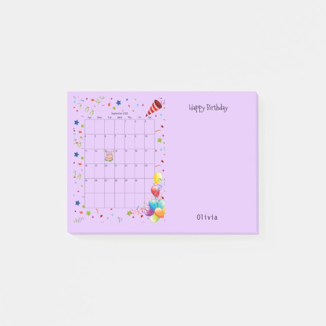 Grattis på födelsedagen i september 2022 post-it block (Framsida)