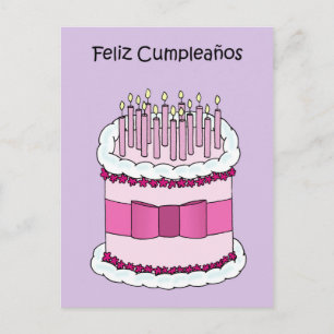 grattis på födelsedagen i spanska Cake and Candles Vykort
