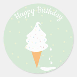 Grattis på födelsedagen Ice Cream Cone Sprinkles P Runt Klistermärke