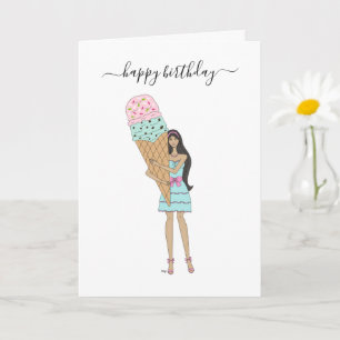 Grattis på födelsedagen - Ice Cream Mode Girl Kort