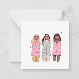 Grattis på födelsedagen illustrerar rosa flickor anteckningskort