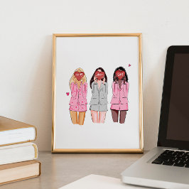 Grattis på födelsedagen illustrerar rosa flickor poster