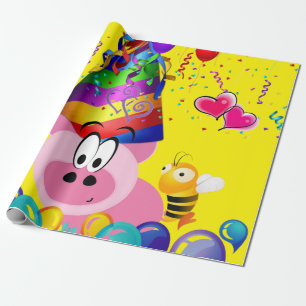 Grattis på födelsedagen-inslagning av Pappra Gris  Presentpapper