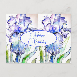 Grattis på födelsedagen Iris blommande lila vykort