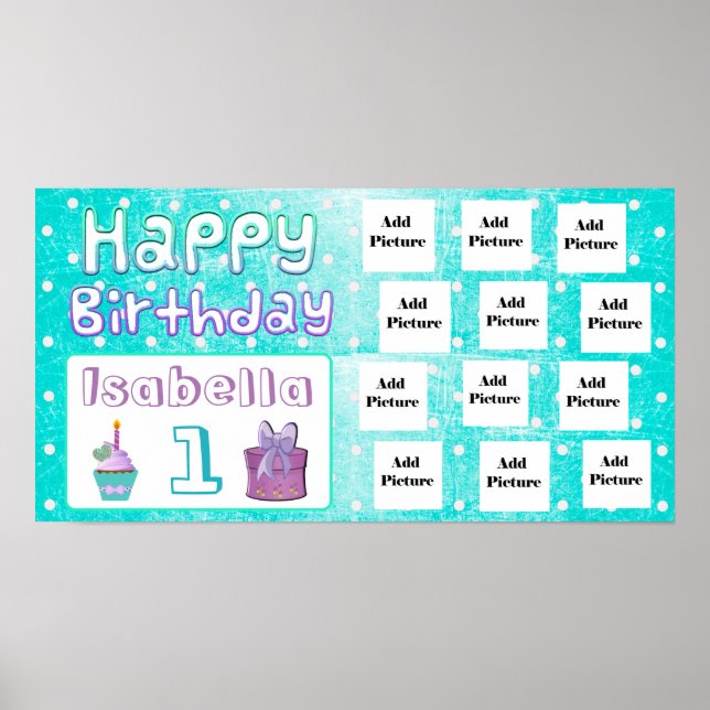 Grattis på födelsedagen Isabella Personlig Photo P Poster (Framsidan)