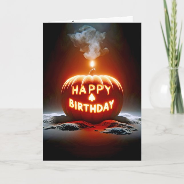 Grattis på födelsedagen Jack-o-lanternljus Kort (Framsida)