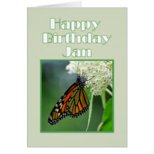Grattis på födelsedagen Jan Monarch Butterfly Hälsningskort