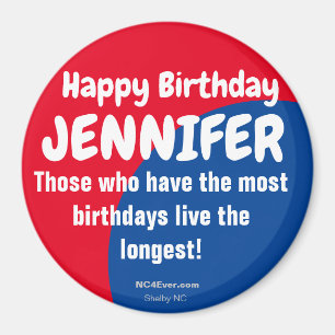 Grattis på födelsedagen JENNIFER-kylskåp Magnet