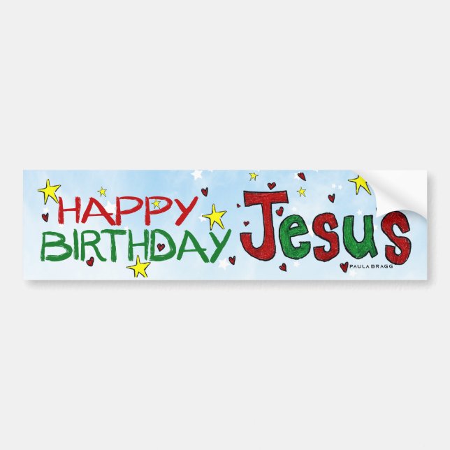 Grattis på födelsedagen Jesus Bildekal (Framsidan)