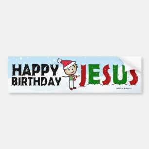 Grattis på födelsedagen Jesus Bildekal