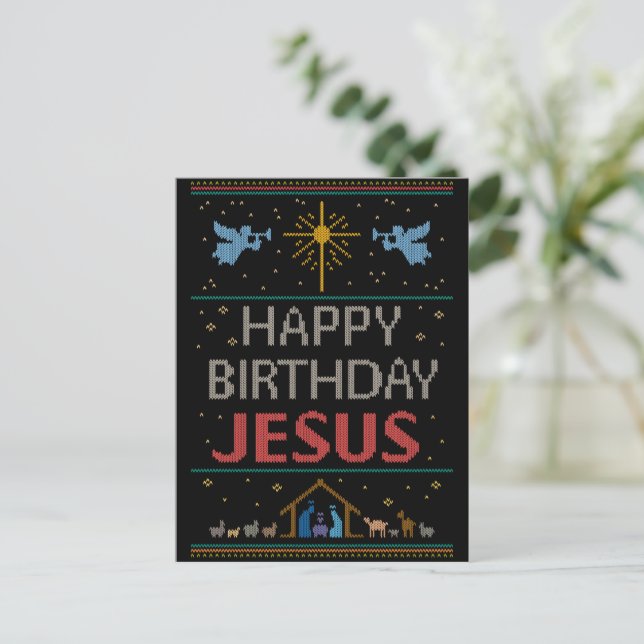 Grattis på födelsedagen Jesus Christian Julsötare Helg Vykort (Stående Fram)
