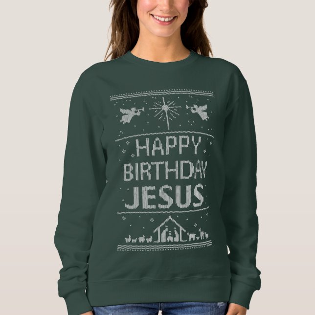 Grattis på födelsedagen Jesus Christian Julsötare Tee (Framsida)