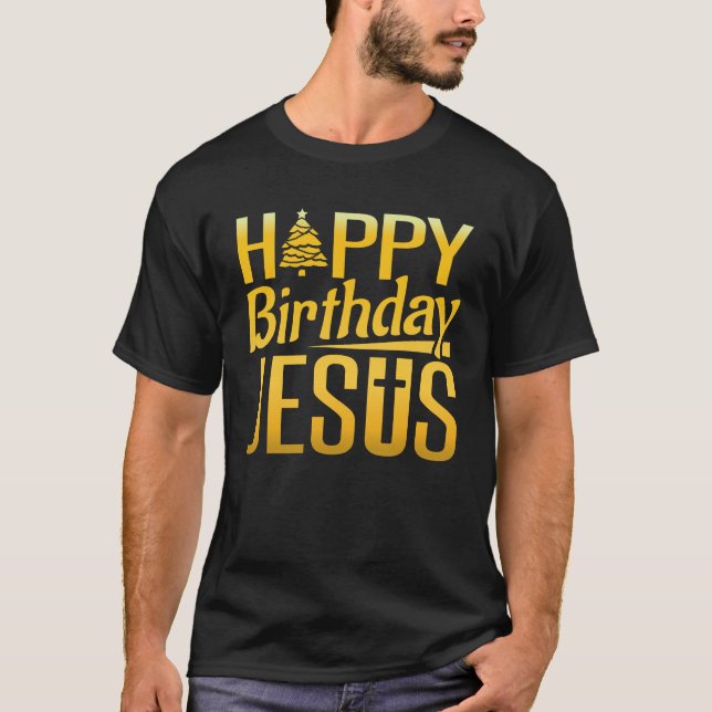 Grattis på födelsedagen Jesus God jul X-Mas Party T Shirt (Framsida)