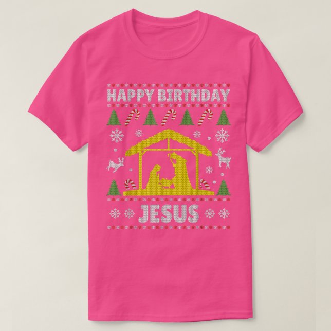 Grattis på födelsedagen Jesus Helgdag God jul, söt T Shirt (Design framsida)