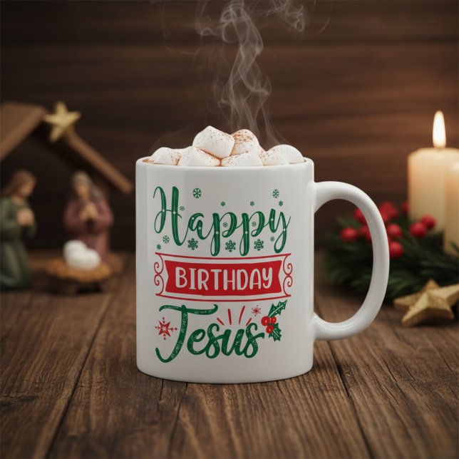 Grattis på födelsedagen Jesus helgjul Kaffemugg (Happy Birthday Jesus Festive Christmas Coffee Mug)