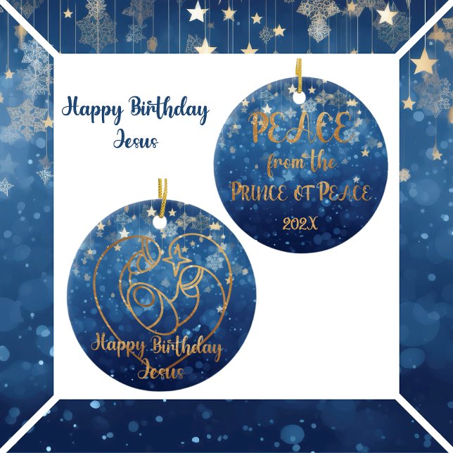 Grattis på födelsedagen Jesus jul Julgransprydnad Keramik (Skapare uppladdad)