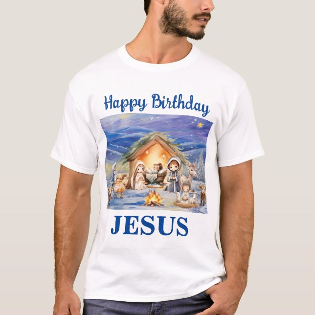 Grattis på födelsedagen Jesus jul-Manar-shirt T Shirt (Framsida)