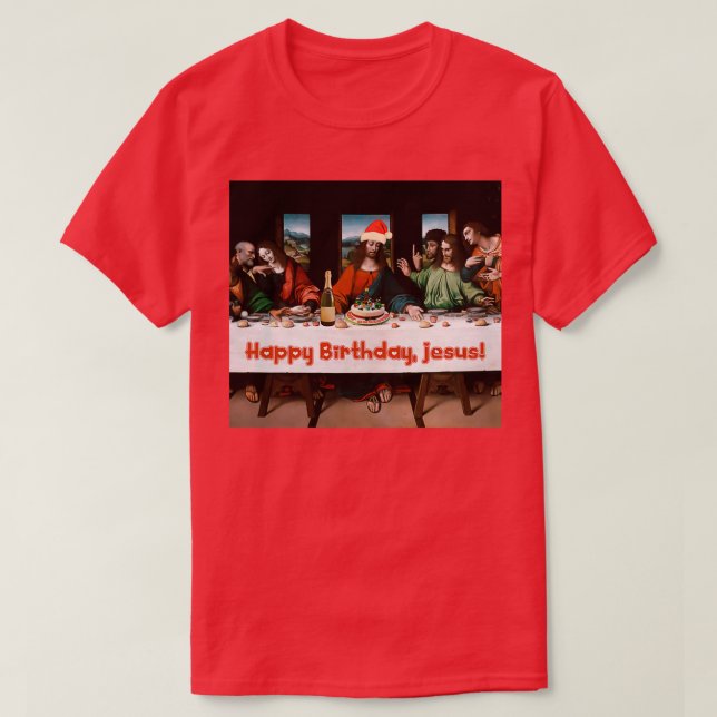 Grattis på födelsedagen Jesus Jul-nuny Theme T Shirt (Design framsida)