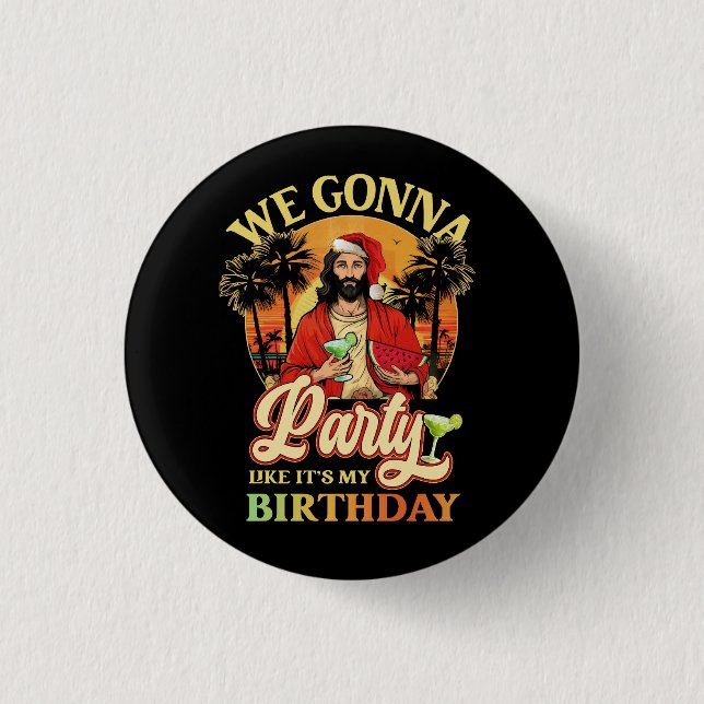 Grattis på födelsedagen Jesus jul Sommar Bday Part Knapp (Framsida)