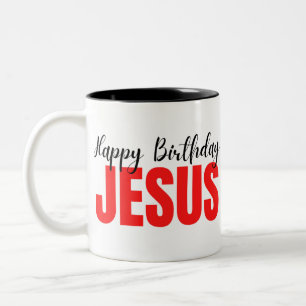 grattis på födelsedagen Jesus jul Två-Tonad Mugg